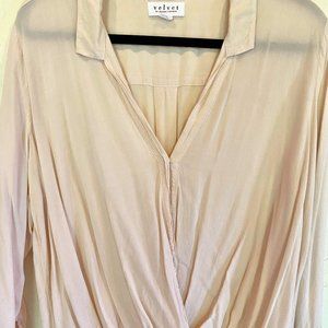 Velvet by Graham and Spencer Tenile Rayon Challis Long Sleeve Cross Front Top